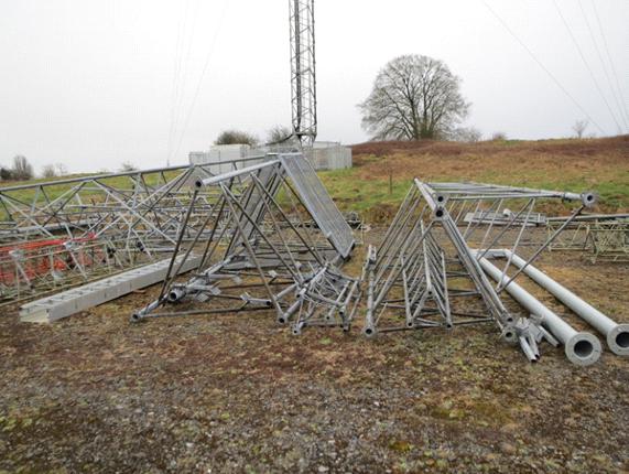 Figure 1. Disassembled broadcast mast, one of two on-site. Dismantled due to ill repair. 